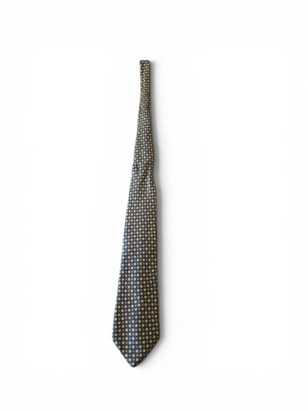 Fendi Cravatte Silk Tie Black Yellow Geometric Medallion Italy Designer Necktie - Picture 10 of 16